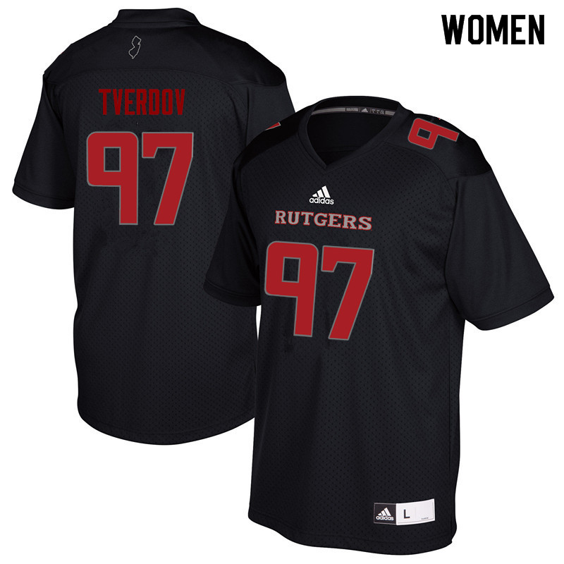Women #97 Mike Tverdov Rutgers Scarlet Knights College Football Jerseys Sale-Black - Click Image to Close